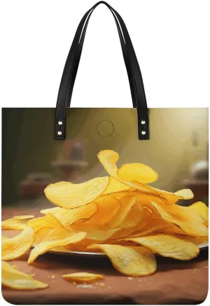 Handbags for WomenPotato ChipsTrendy Vegan Leather Hobo Handbags,Women's Soft Bucket Bag For Women - Ladies Handbags For Work, Travel, Casual Use,Birthday Gifts