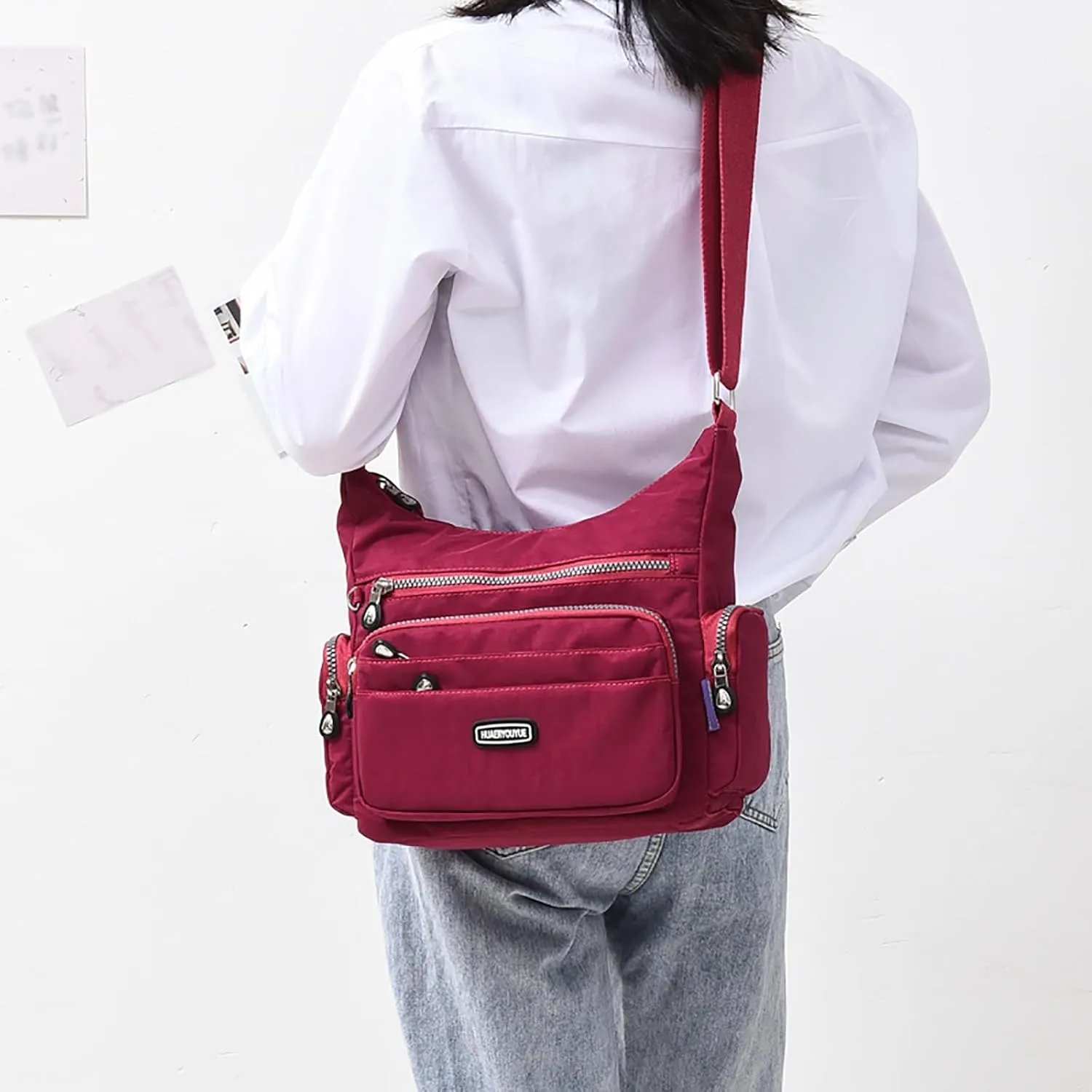 Handbags for Womens Capacity Nylon Zipper Tote Bag Satchel Bags Crossbody Casual Travel Messenger Bags Casual Lightweight