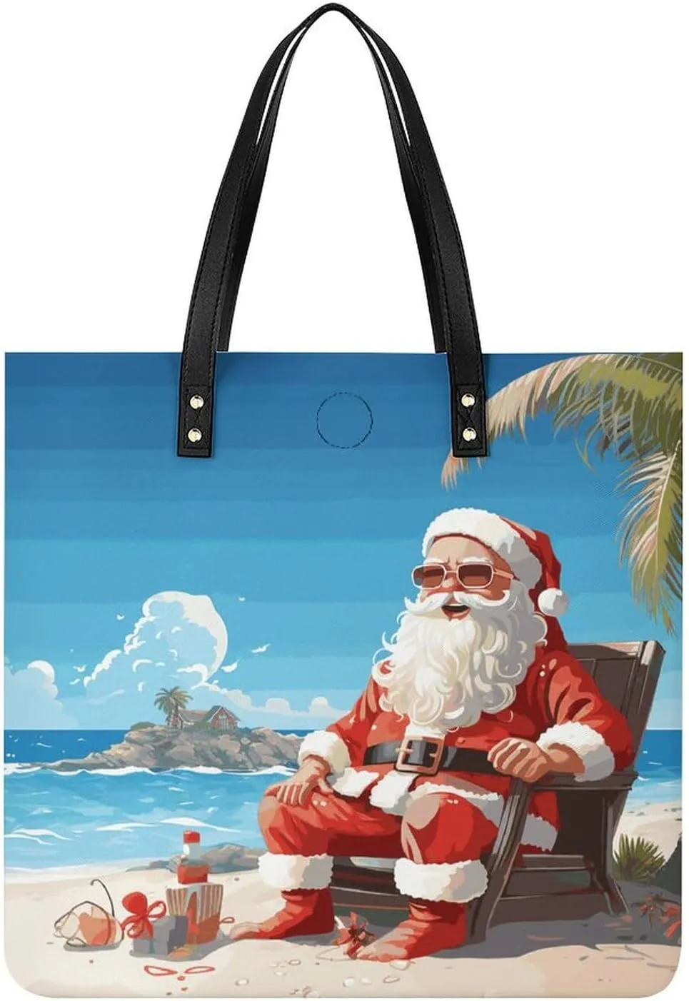 Handbags for WomenSanta Claus at BeachTrendy Vegan Leather Hobo Handbags,Women's Soft Bucket Bag For Women - Ladies Handbags For Work, Travel, Casual Use,Birthday Gifts