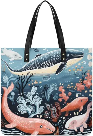 Handbags for WomenSeal Whale Octopus FishTrendy Vegan Leather Hobo Handbags,Women's Soft Bucket Bag For Women - Ladies Handbags For Work, Travel, Casual Use,Birthday Gifts