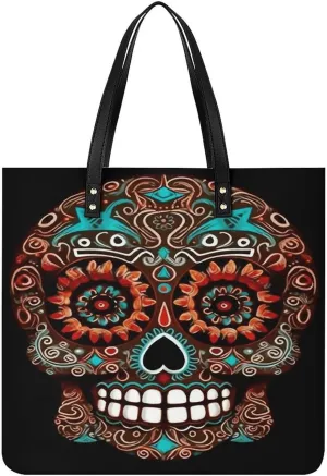 Handbags for WomenSugar Skulls Day of The DeadTrendy Vegan Leather Hobo Handbags,Women's Soft Bucket Bag For Women - Ladies Handbags For Work, Travel, Casual Use,Birthday Gifts