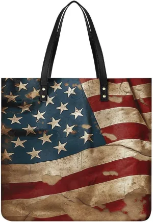Handbags for WomenVintage American FlagTrendy Vegan Leather Hobo Handbags,Women's Soft Bucket Bag For Women - Ladies Handbags For Work, Travel, Casual Use,Birthday Gifts