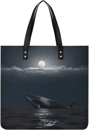 Handbags for WomenWhale Full MoonTrendy Vegan Leather Hobo Handbags,Women's Soft Bucket Bag For Women - Ladies Handbags For Work, Travel, Casual Use,Birthday Gifts