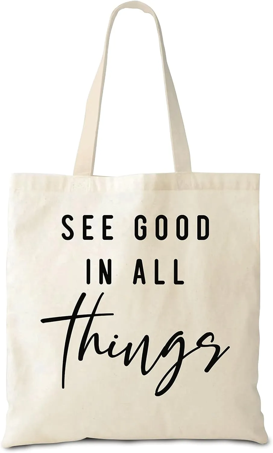 Hyturtle See Good In All Things Canvas Tote Bags, Travel Shopping Motivational Gifts For Women Mom Girl Friend On Birthday
