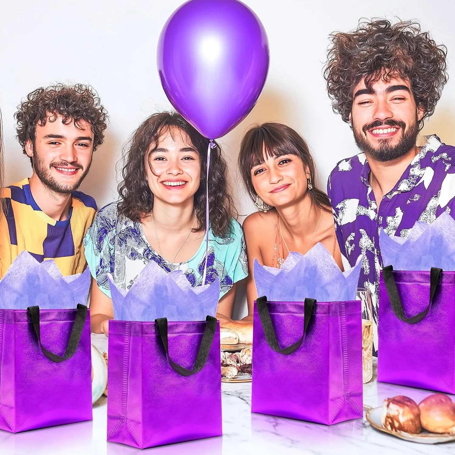 KeerxunBag 12pcs Reusable Gift BagsIncludes Tissue Paper Gift bag with handle Birthdays Parties Holidays Weddings Medium 10x4x8in purple Gift Bags