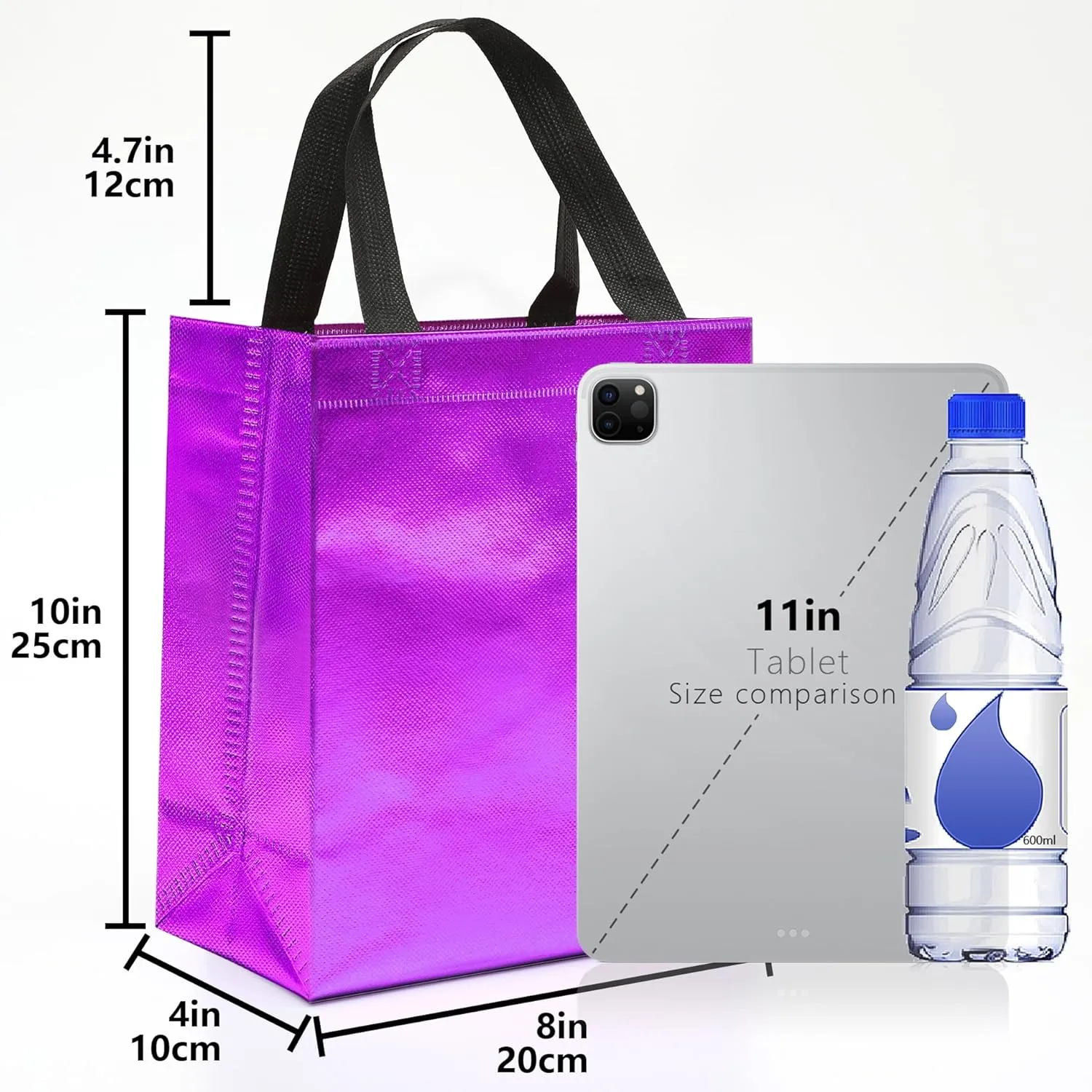 KeerxunBag 12pcs Reusable Gift BagsIncludes Tissue Paper Gift bag with handle Birthdays Parties Holidays Weddings Medium 10x4x8in purple Gift Bags
