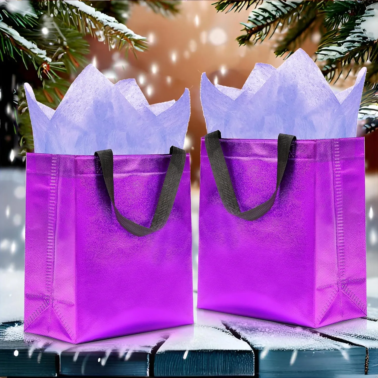 KeerxunBag 12pcs Reusable Gift BagsIncludes Tissue Paper Gift bag with handle Birthdays Parties Holidays Weddings Medium 10x4x8in purple Gift Bags