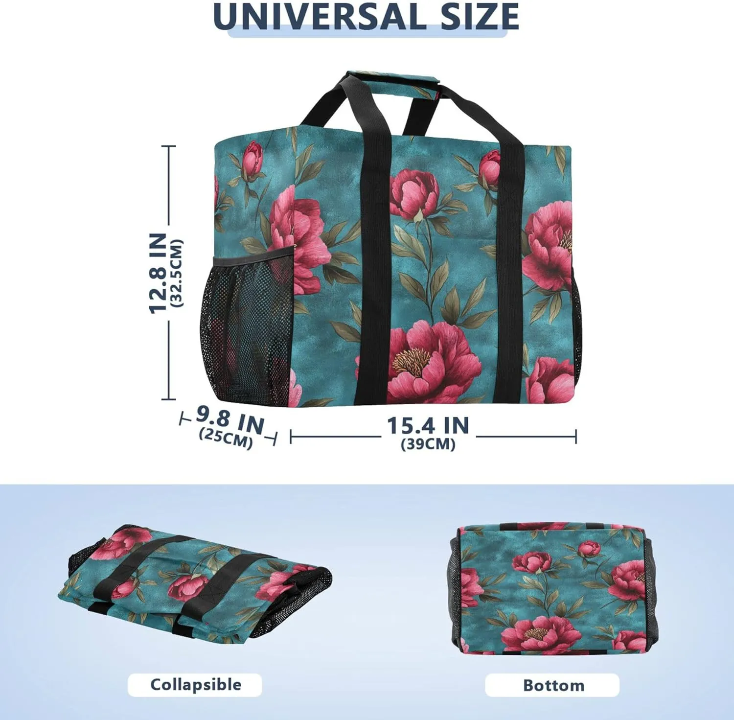 KLL Beach Totes Bags Canvas Collapsable With Pockets Laundry Bag Travel