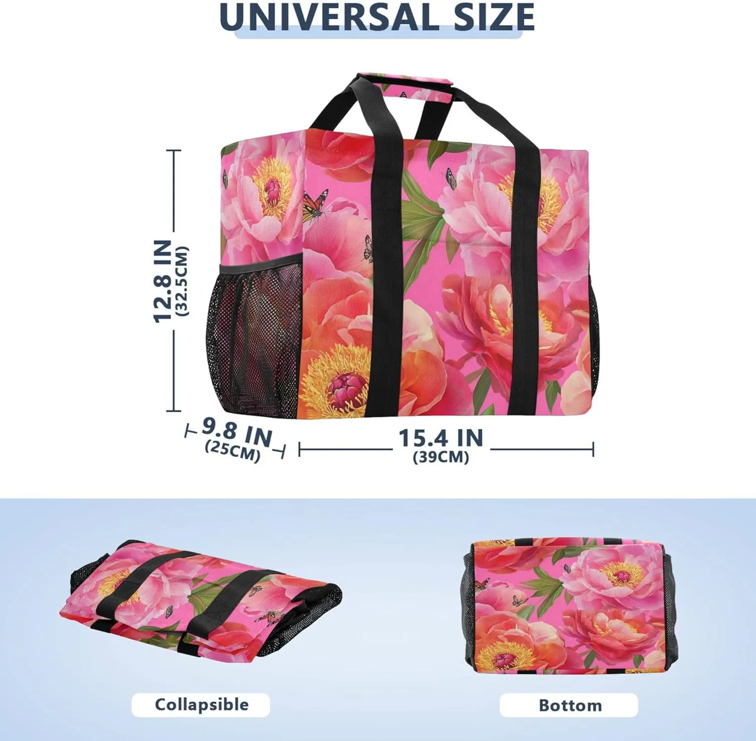 KLL Beach Totes Bags Canvas Collapsable With Pockets Laundry Bag Travel