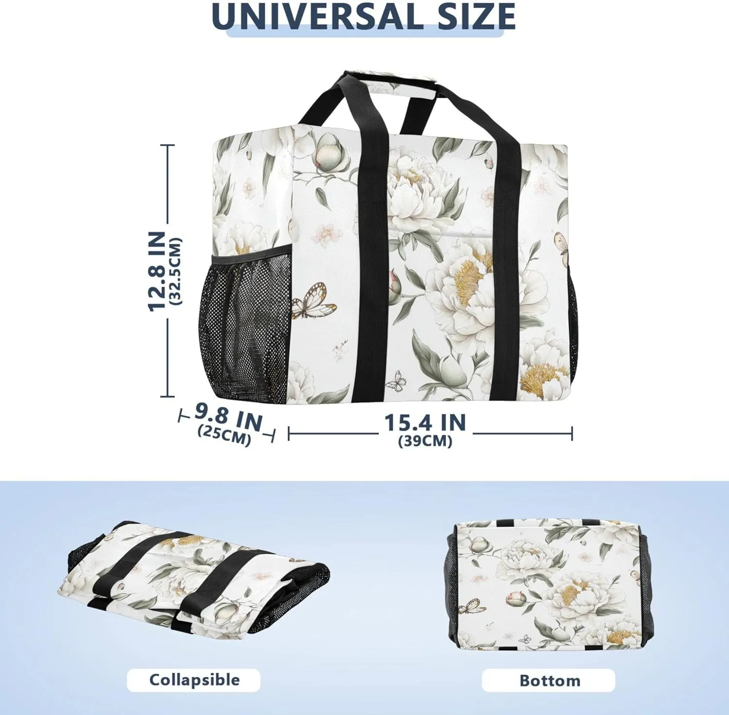 KLL Beach Totes Bags Canvas Collapsable With Pockets Laundry Bag Travel
