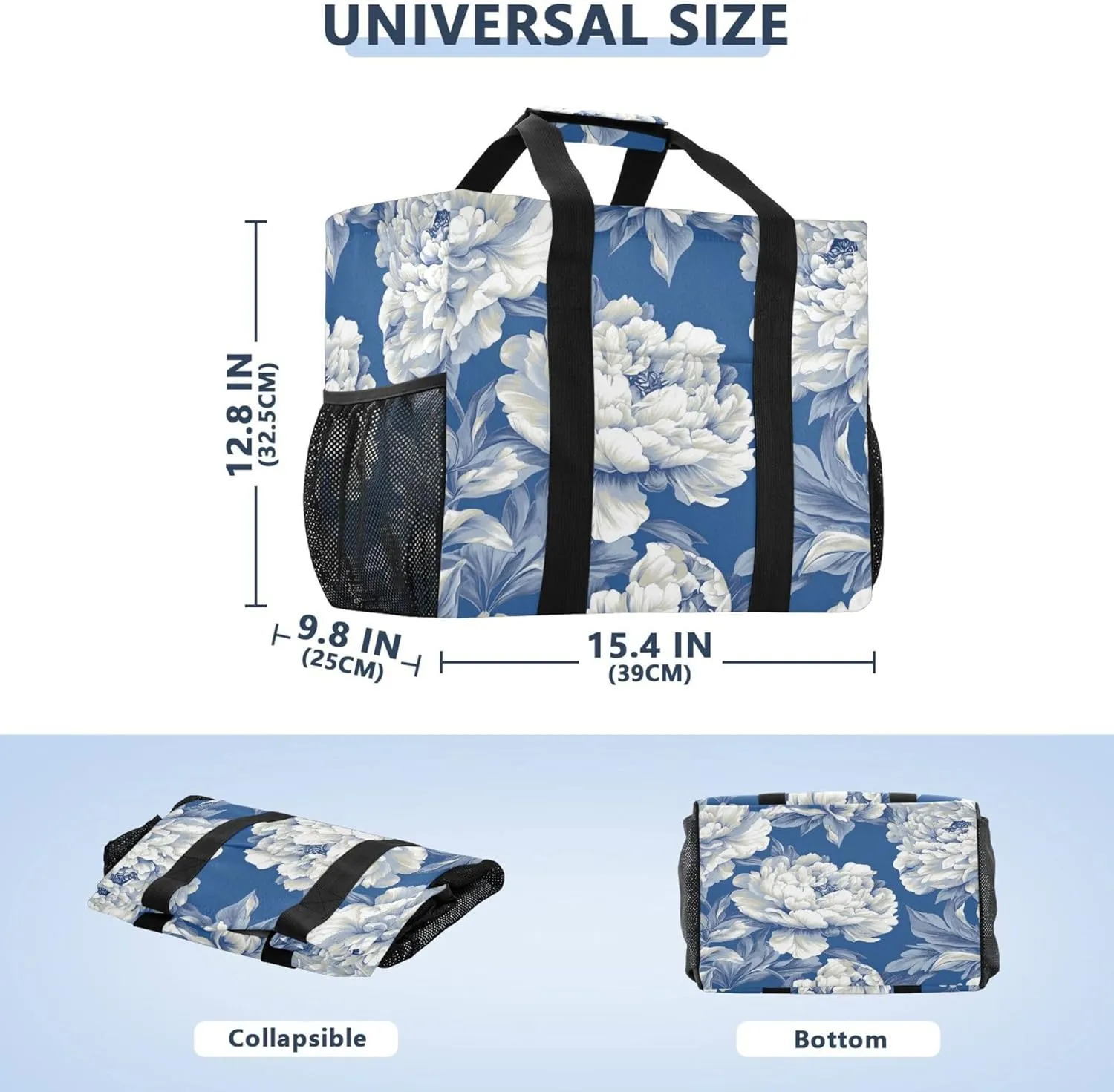 KLL Beach Totes Bags Canvas Collapsable With Pockets Laundry Bag Travel