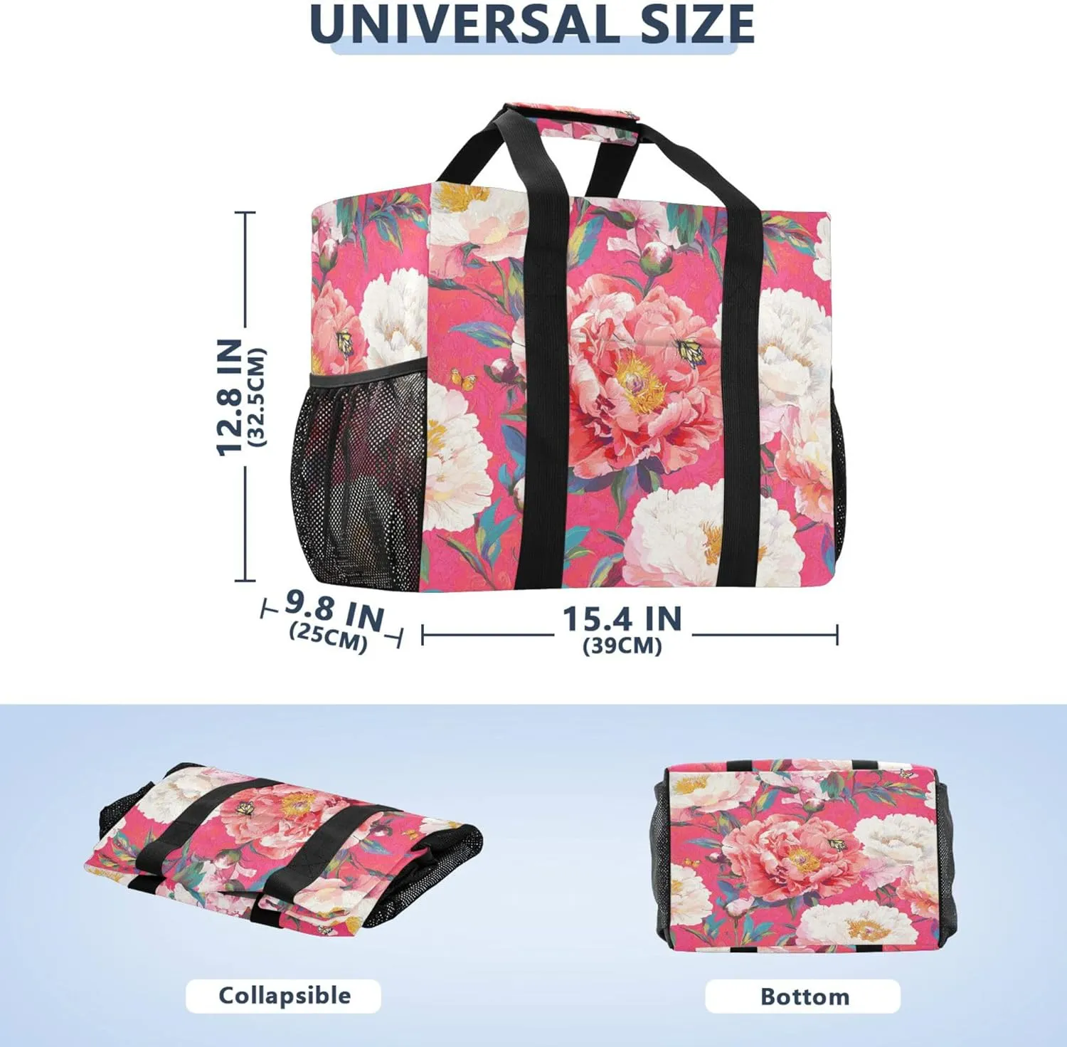KLL Beach Totes Bags Canvas Collapsable With Pockets Laundry Bag Travel