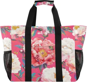 KLL Beach Totes Bags Canvas Collapsable With Pockets Laundry Bag Travel