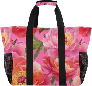 KLL Beach Totes Bags Canvas Collapsable With Pockets Laundry Bag Travel
