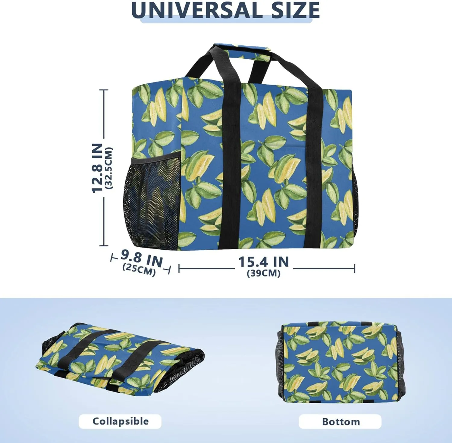 KLL Beach Totes Bags Canvas Foldable Waterproof Reusable Grocery Bag