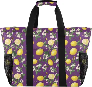 KLL Beach Totes Bags with Handles Collapsable With Pockets Grocery Bags Reusable