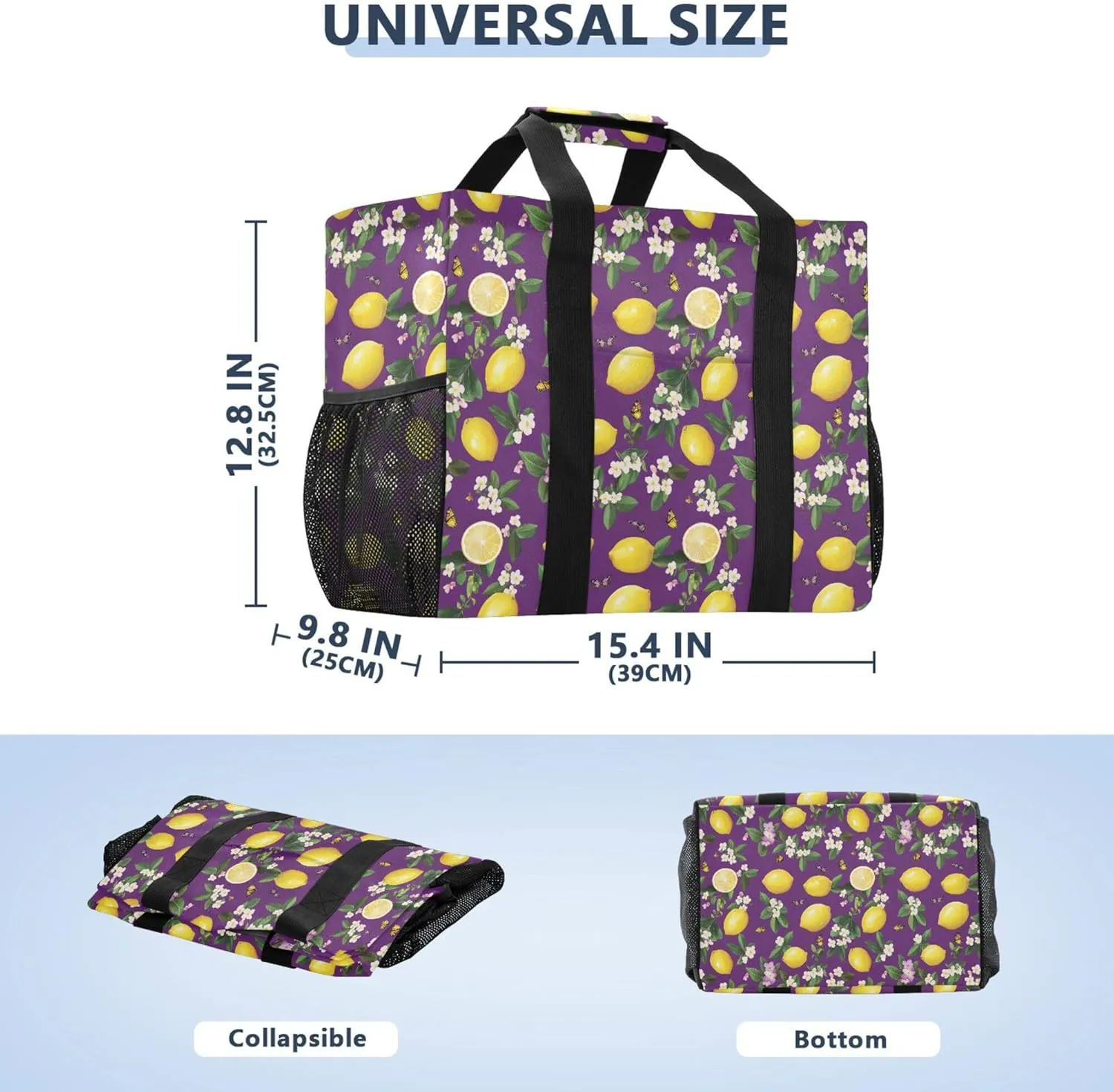 KLL Beach Totes Bags with Handles Collapsable With Pockets Grocery Bags Reusable