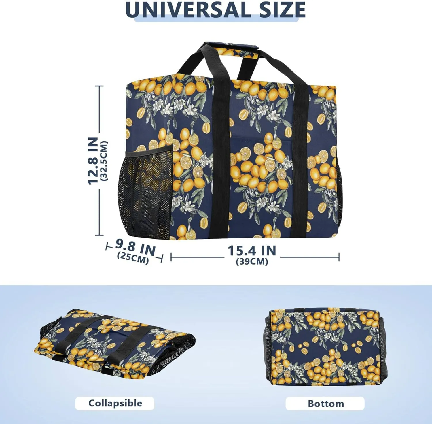 KLL Beach Totes Bags with Handles Collapsable With Pockets Grocery Bags Reusable