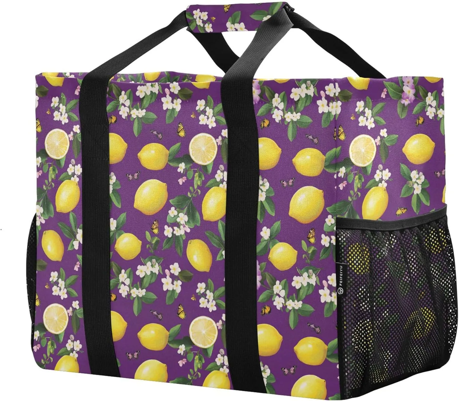 KLL Beach Totes Bags with Handles Collapsable With Pockets Grocery Bags Reusable
