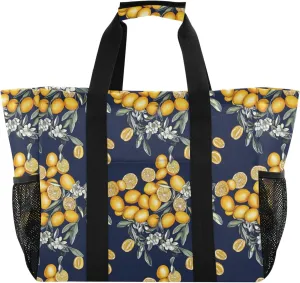 KLL Beach Totes Bags with Handles Collapsable With Pockets Grocery Bags Reusable