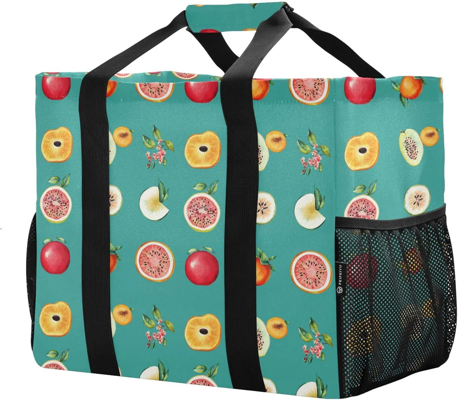 KLL Beach Totes Bags with Handles Collapsable With Pockets Grocery Bags Reusable