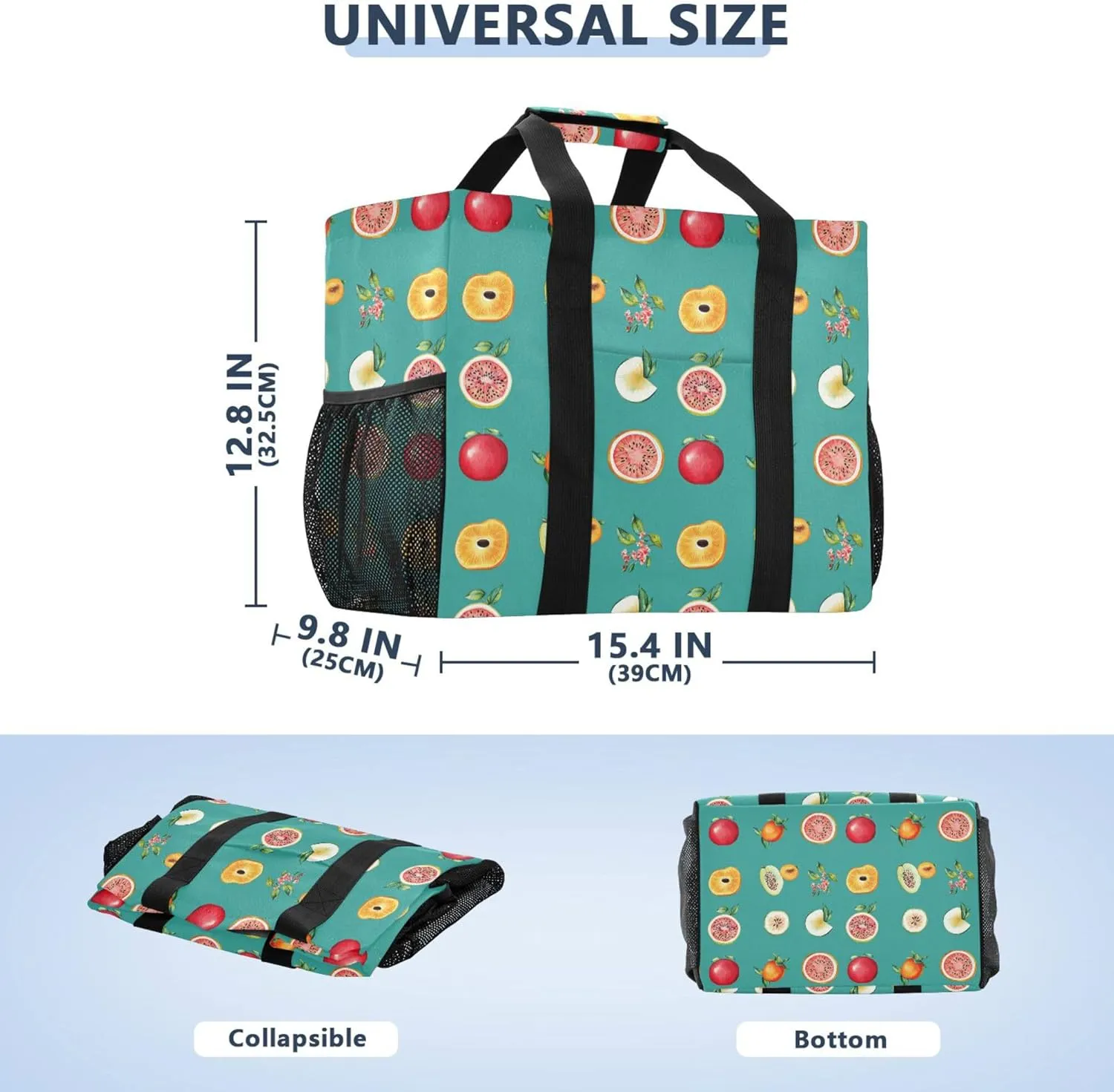 KLL Beach Totes Bags with Handles Collapsable With Pockets Grocery Bags Reusable