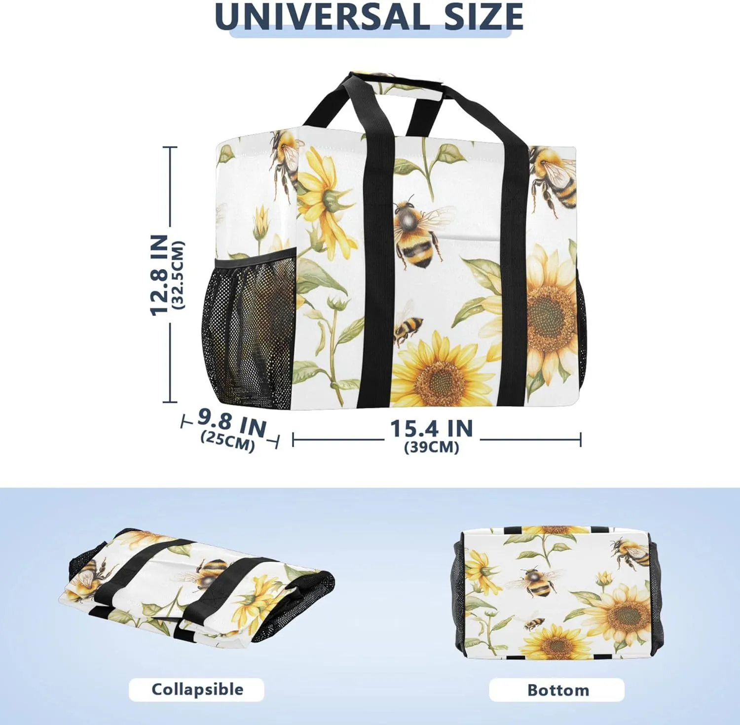 KLL Beach Totes Bags with Handles Foldable Sandproof Laundry Tote