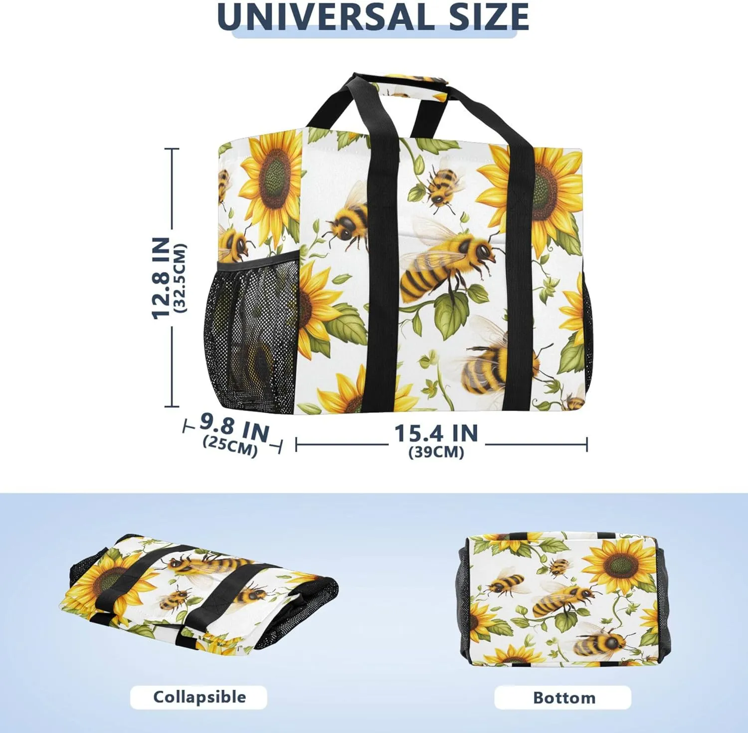 KLL Beach Totes Bags with Handles Foldable Sandproof Laundry Tote