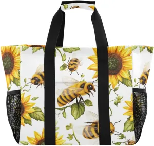 KLL Beach Totes Bags with Handles Foldable Sandproof Laundry Tote