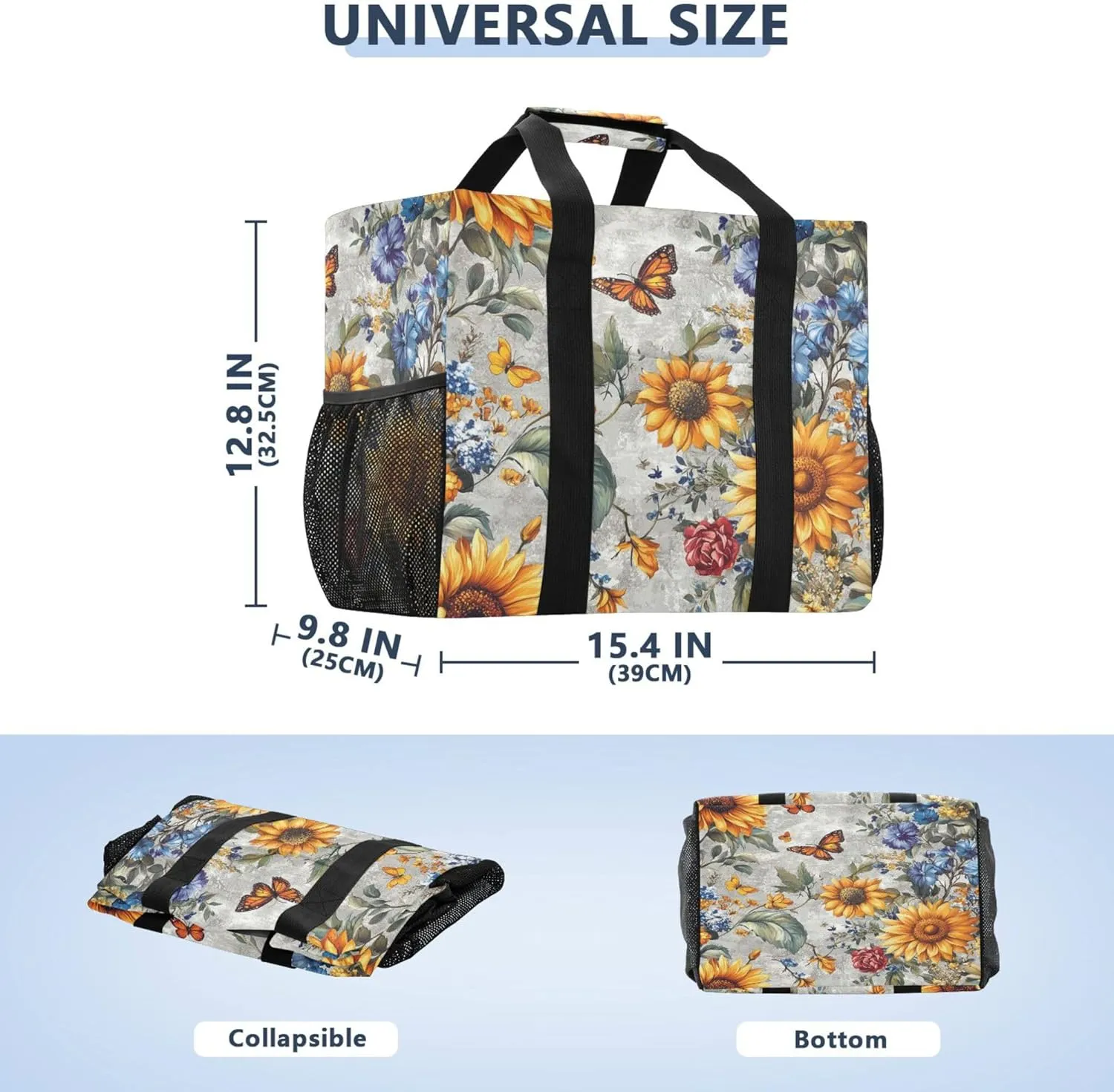 KLL Beach Totes Bags with Handles Foldable Sandproof Laundry Tote