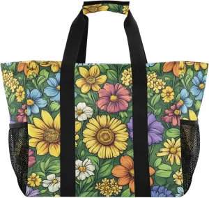 KLL Beach Totes Bags with Handles Foldable Sandproof Laundry Tote