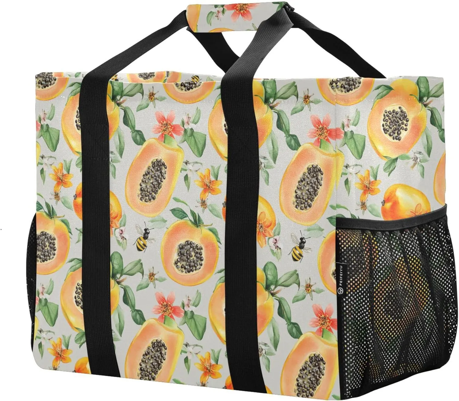 KLL Utility Bags And Totes with Handles Collapsable Waterproof Reusable Grocery Bag