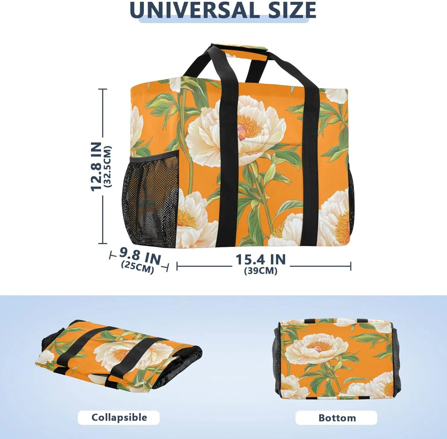 KLL Utility Beach Tote with Handles Foldable With Pockets Car Totes