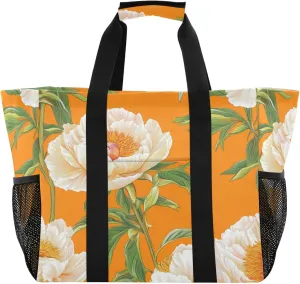 KLL Utility Beach Tote with Handles Foldable With Pockets Car Totes
