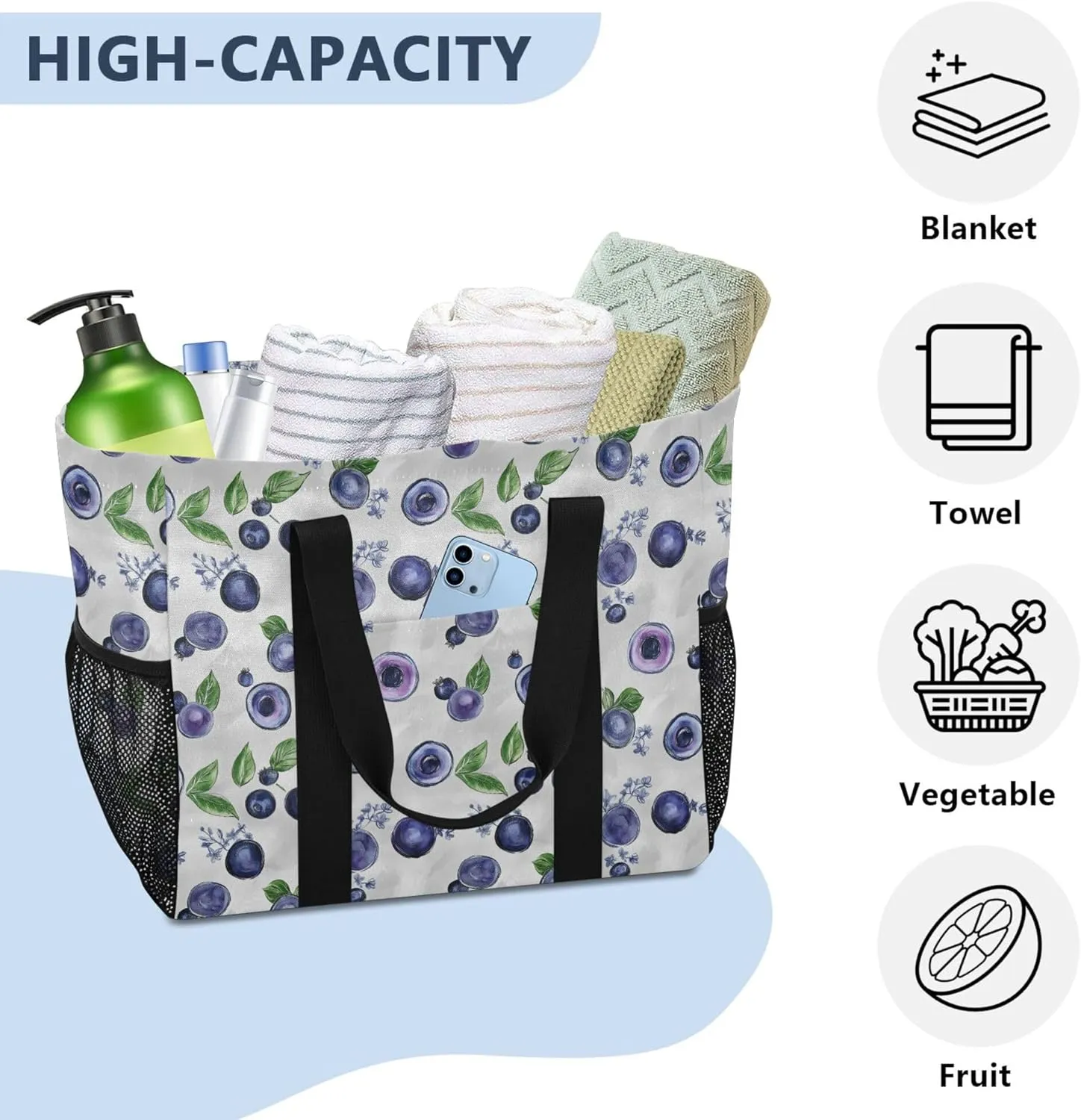 KLL Utility Tote with Handles Foldable With Compartments Car Totes