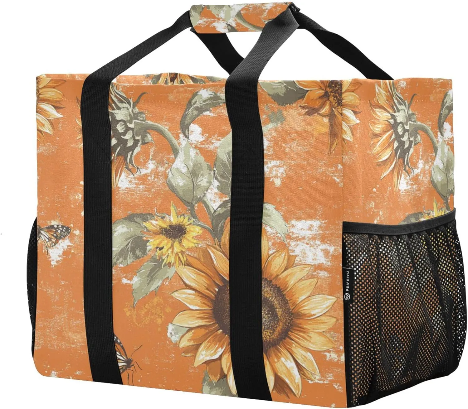 KLL Utility Totes Canvas Foldable With Compartments Resuable Grocery Bags