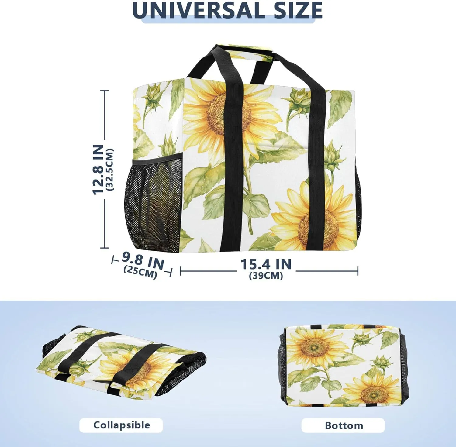 KLL Utility Totes Canvas Foldable With Compartments Resuable Grocery Bags