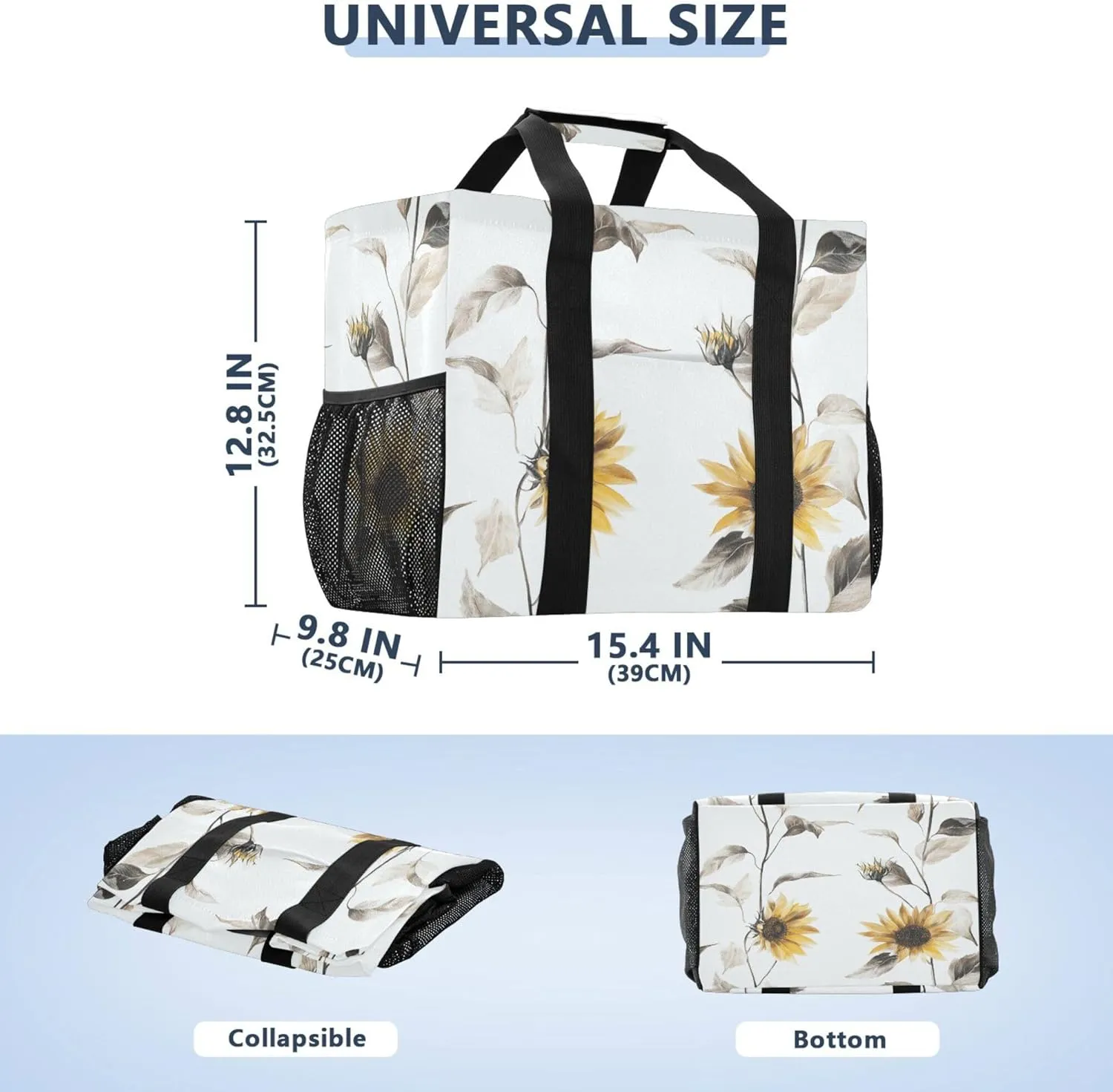 KLL Utility Totes Canvas Foldable With Compartments Resuable Grocery Bags