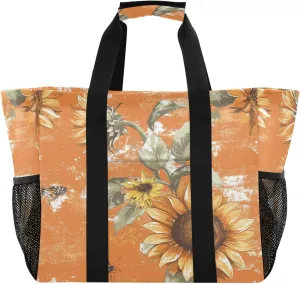 KLL Utility Totes Canvas Foldable With Compartments Resuable Grocery Bags