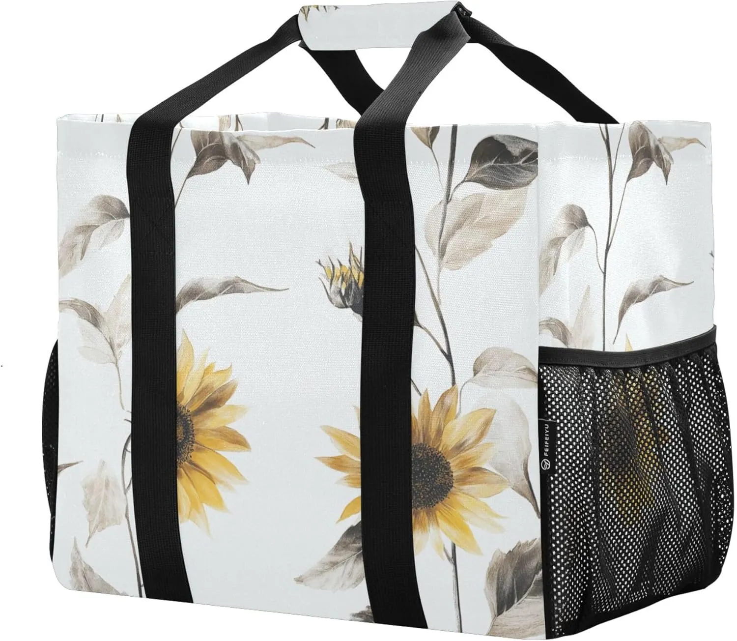 KLL Utility Totes Canvas Foldable With Compartments Resuable Grocery Bags