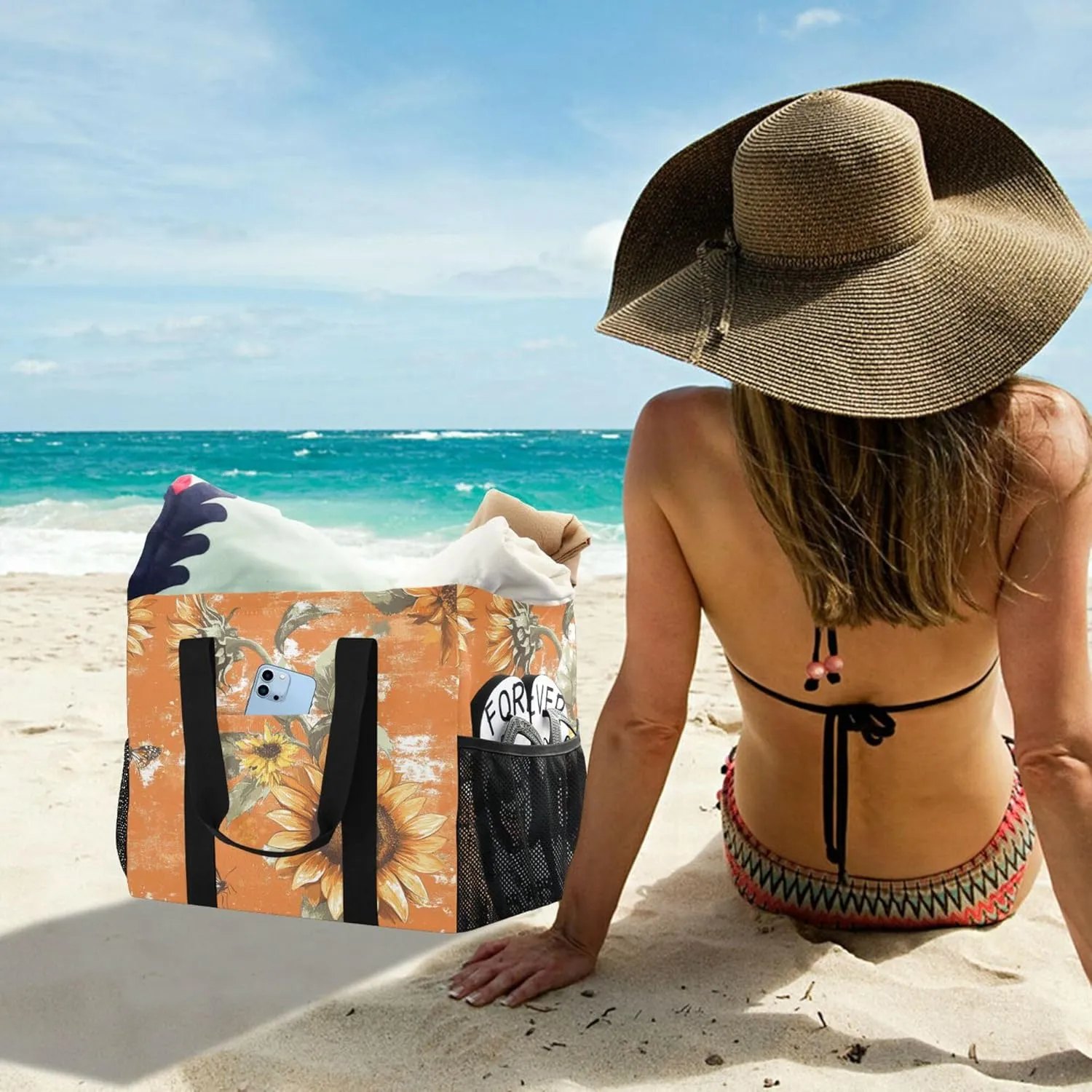 KLL Utility Totes Canvas Foldable With Compartments Resuable Grocery Bags