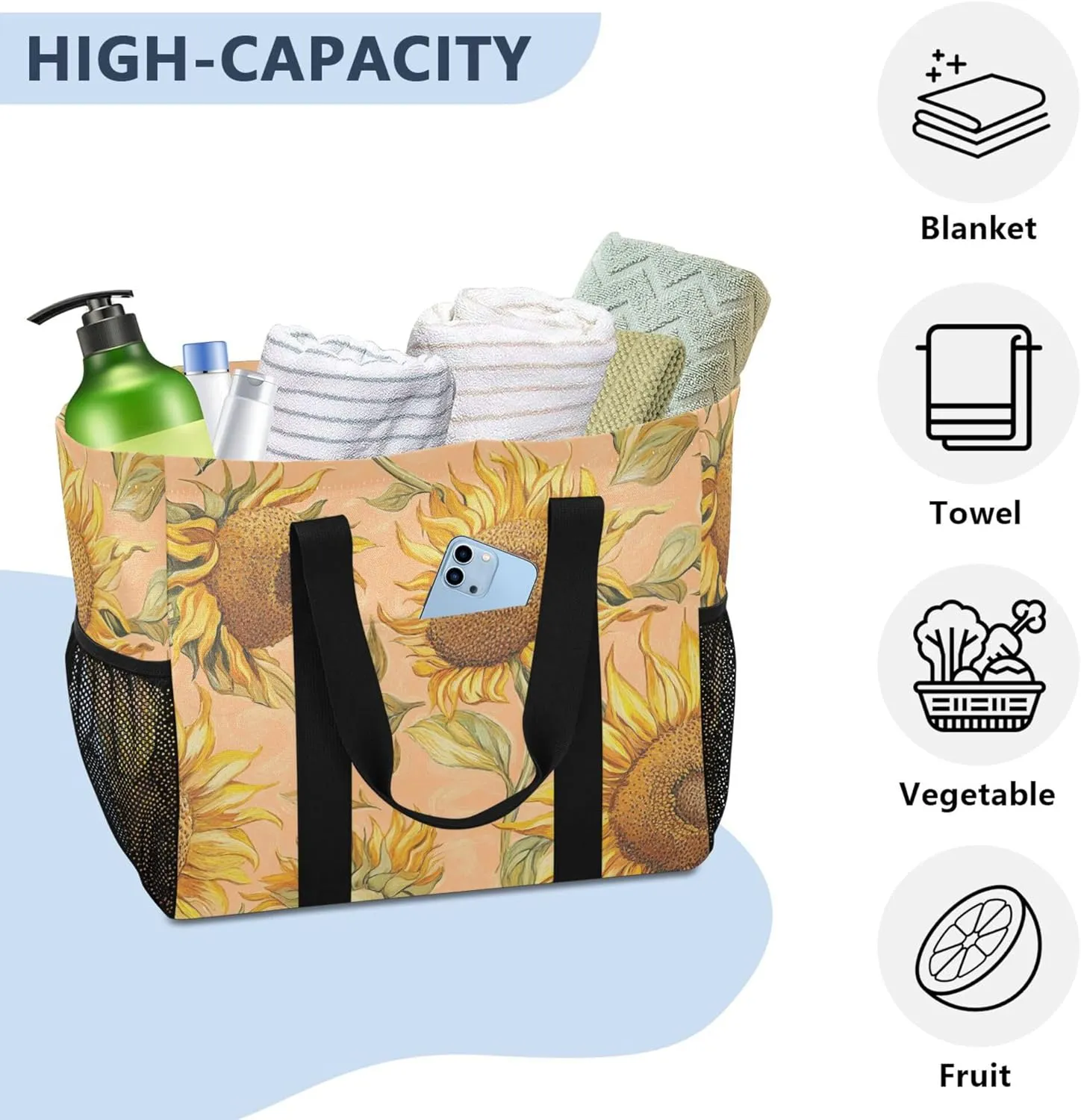 KLL Utility Totes with Handles Collapsable Water Resistant Carrier Bags