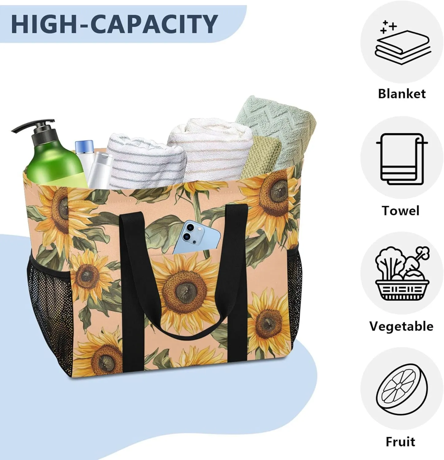 KLL Utility Totes with Handles Collapsable Water Resistant Carrier Bags