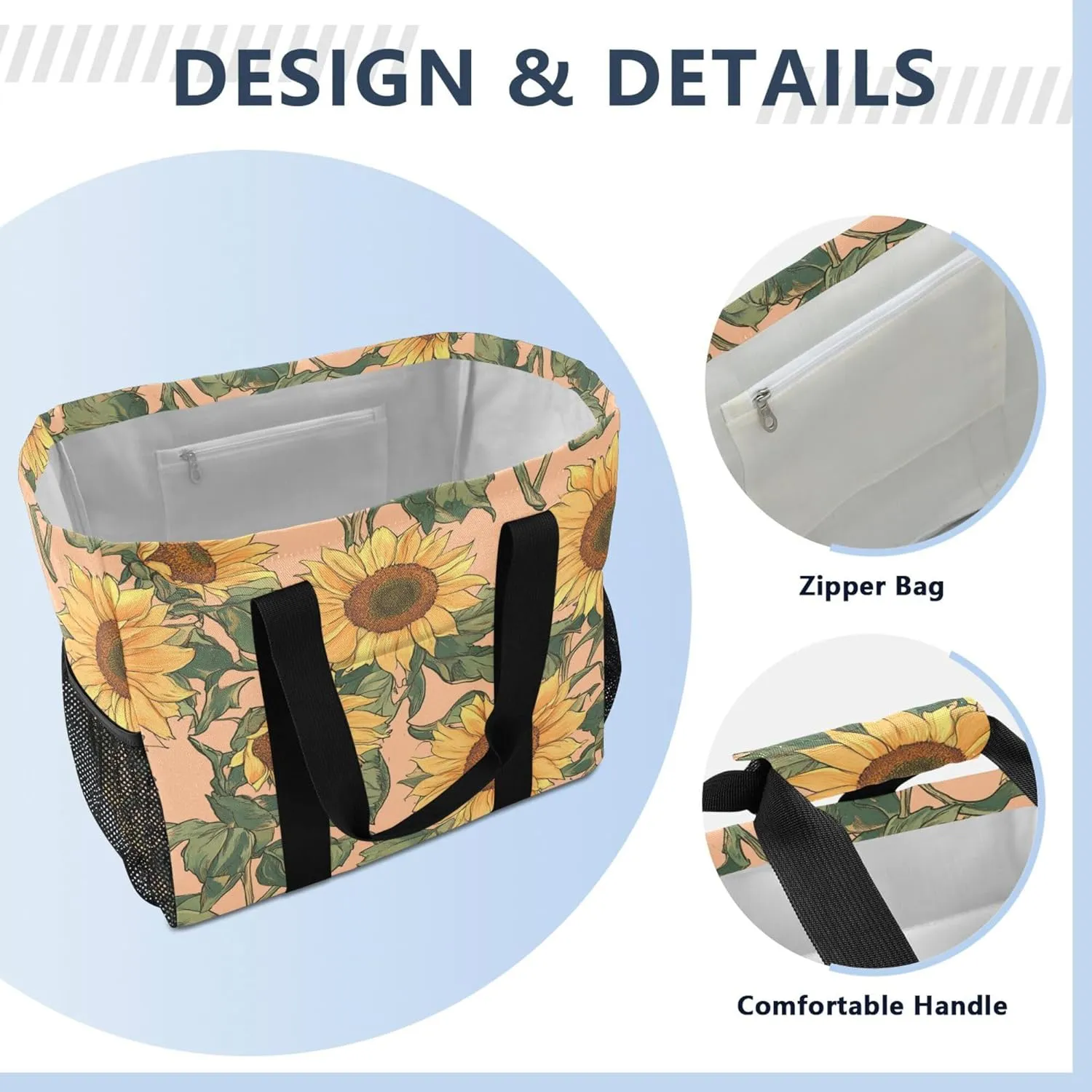 KLL Utility Totes with Handles Collapsable Water Resistant Carrier Bags