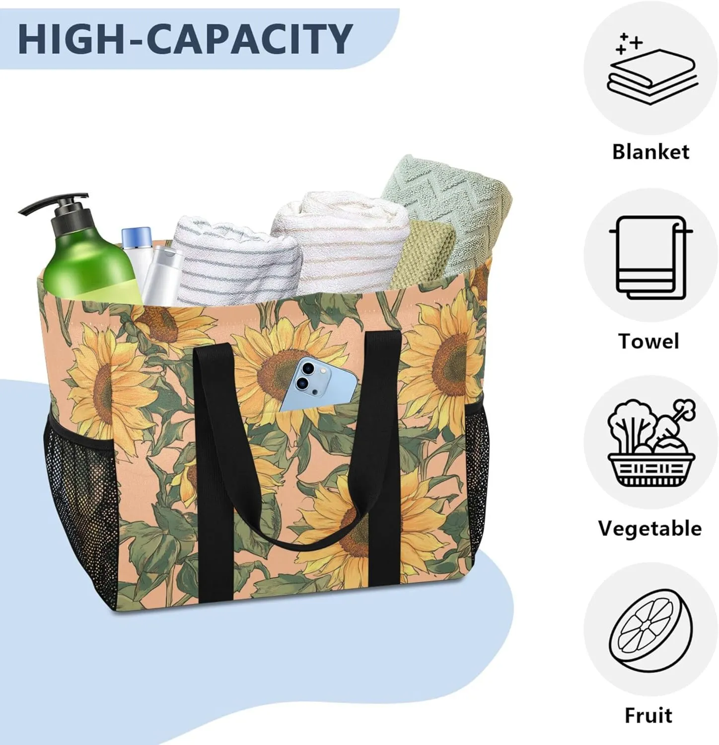 KLL Utility Totes with Handles Collapsable Water Resistant Carrier Bags