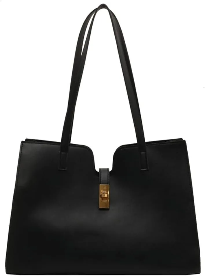 Large Capacity Working Tote Bag for Women Casual Vegan Leather Shoulder Purses Buckle Top Handle Handbag Satchels