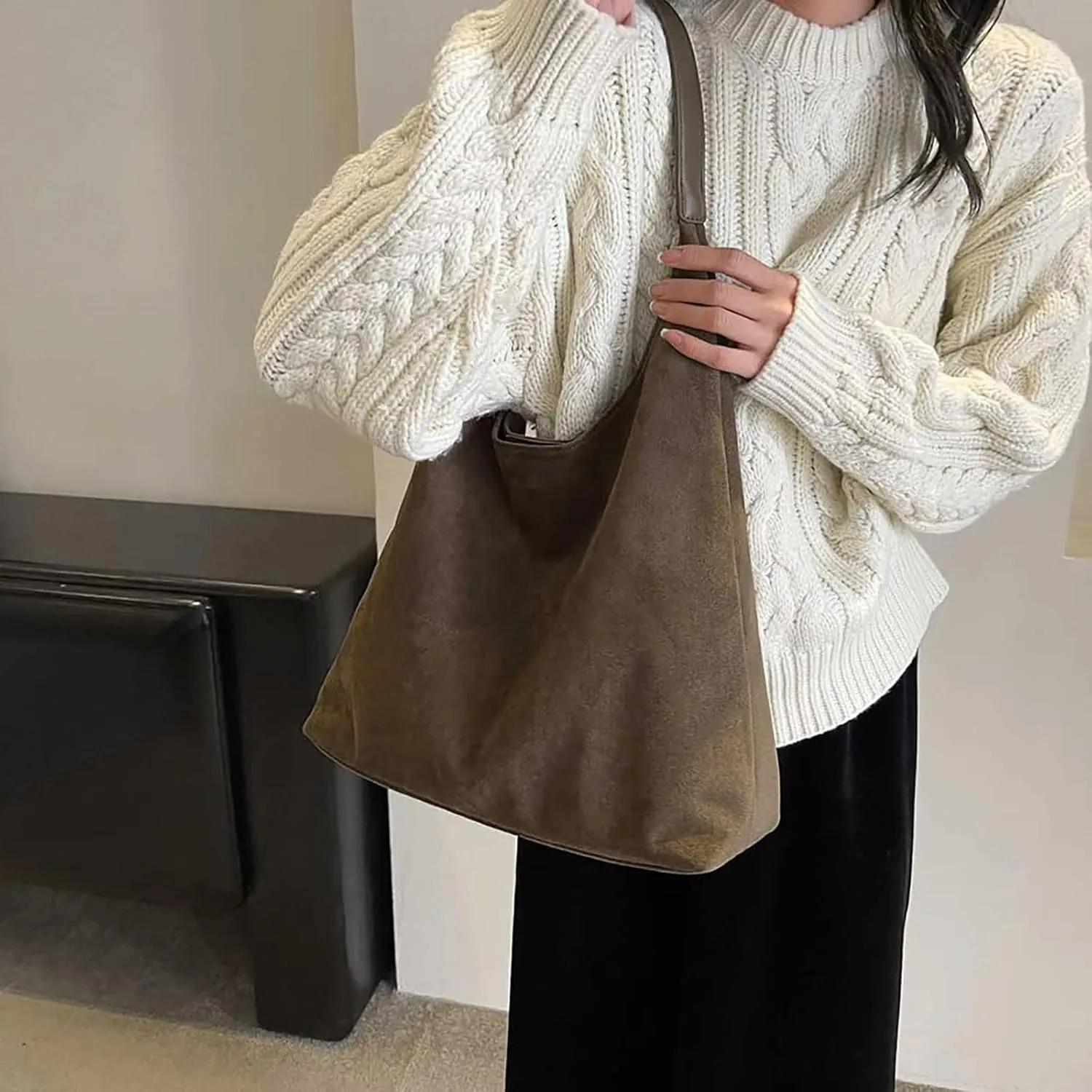 Large Messenger Bag Tote Bags For Women Work Bags Suede Slouchy Bag Handbag Tote Handbag