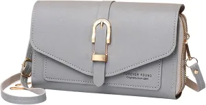 Leather Handbags Fashion Classic Women's Mobile Phone Bag Button Hood One Shoulder Double Layer Wallet Crossbody