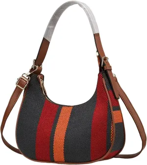 Leather Purses Shoulder Bag Simple Contrast Color Underarm Bag Fashionable And Stylish Large Capacity Canvas Crossbody
