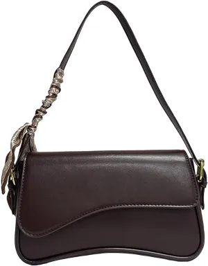 Leather Shoulder Bag, Faux Pu Leather Tote Bags Elegant Classic Handbags Purse Clutch Saddle Bag with 2 Dajustable Strap